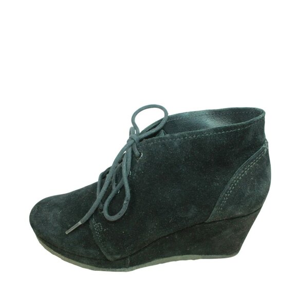 Clarks Vogue Aurora Black Suede Lace Up Casual Wedge Ankle Booties Size 7 M - Picture 1 of 9